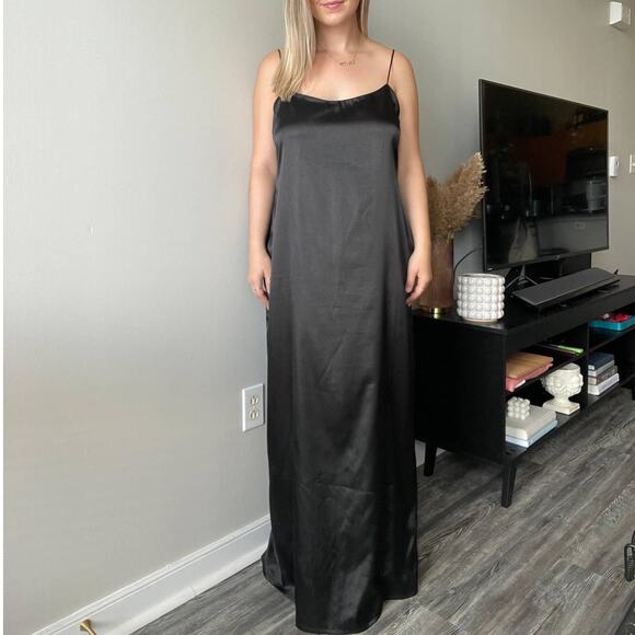 Rickie Freeman for Teri Jon Satin Maxi Side Slit Dress - Picture 2 of 4